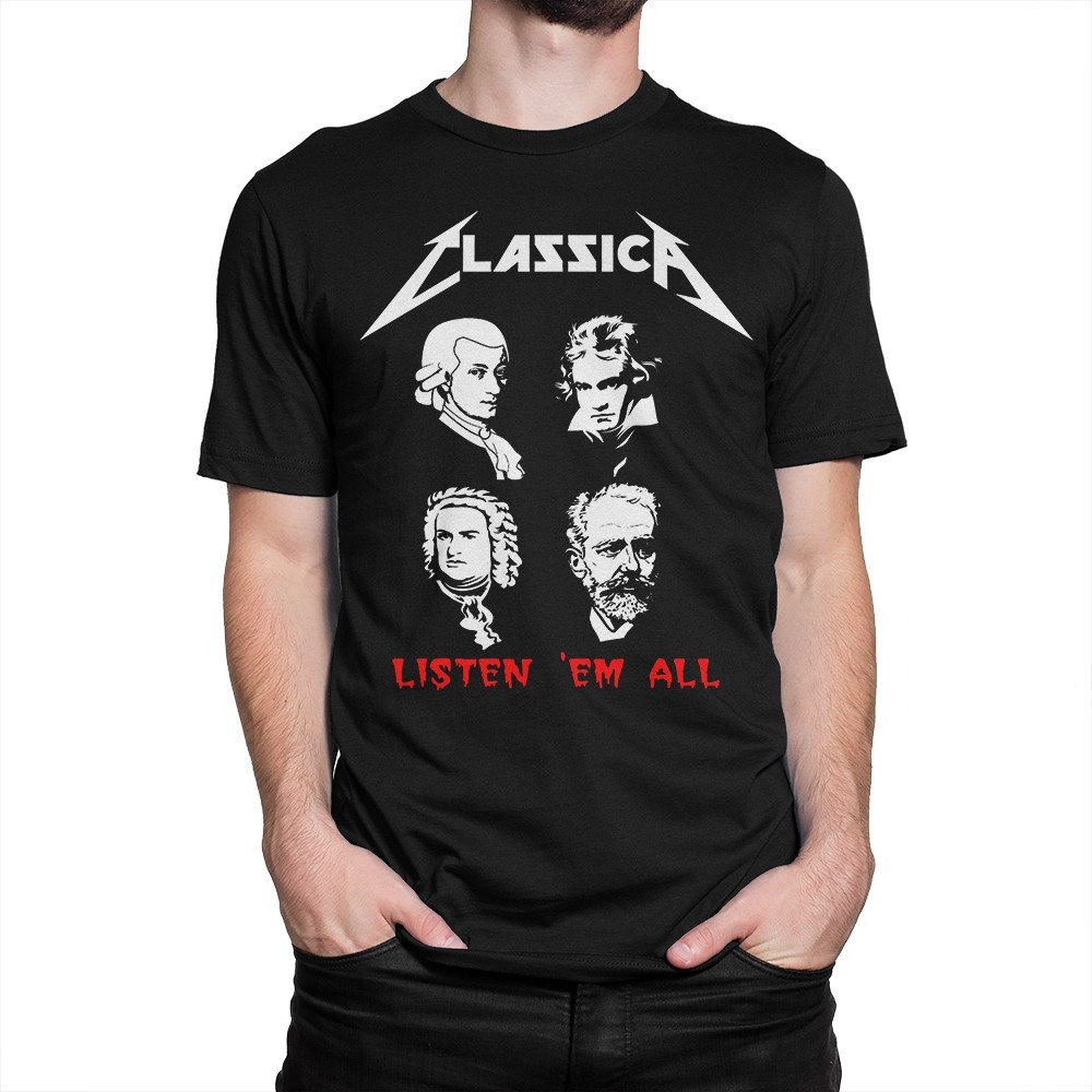 Classica Listen Em All Lustiges Rock T-Shirt/Mozart Bach Tschaikowsky Shirt Herren Damen Größen | Blc-161 von BlackLodgeCo