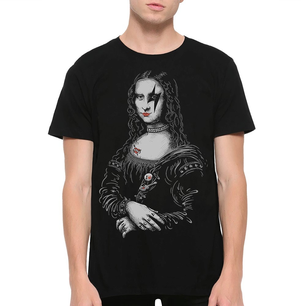 Mona Lisa Rock & Roll T-Shirt/Männer Frauen Größen 100% Baumwolle | Blc-107 von BlackLodgeCo