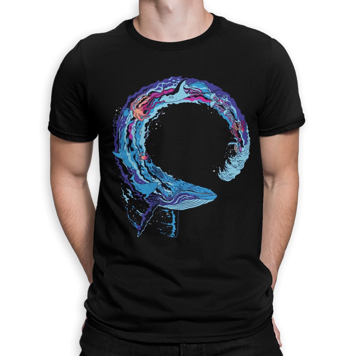 Ocean World Art T-Shirt/Herren Damen Größen 100% Baumwolle | Blc-104 von BlackLodgeCo