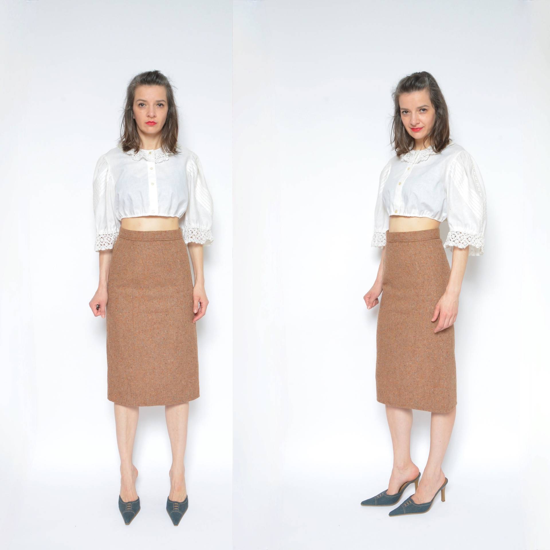 Wollrock/Vintage 80Er Tweed High Waist Langer Winterrock - Größe Klein von BlackPaganVintage