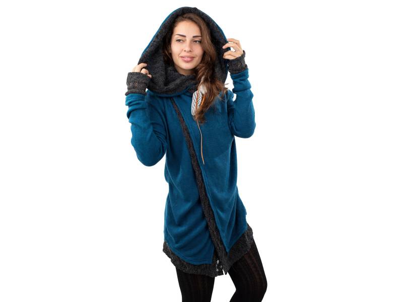 Gehäkelte Hippie-Strickjacke, Psy Trance Jacke, Boho Strick-Jacke von BlackPearlBanyanTree