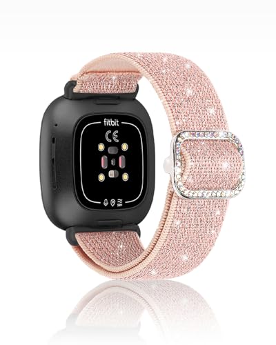 3 Stück Bling Stretchy Band kompatibel mit Fitbit Versa 4/Fitbit Versa 3/Fitbit Sense/Sense 2 Bänder für Frauen, weich verstellbar elastisch Glitzer Solo Loop Nylonband für Fitbit Versa 4 Bänder (Rosa 3 Stück Bling Stretchy Band kompatibel mit Fitbit Versa 4/Fitbit Versa 3/Fitbit Sense/Sense 2 Bänder für Frauen, weich verstellbar elastisch Glitzer Solo Loop Nylonband für Fitbit Versa 4 Bänder (Rosa von BlackPro