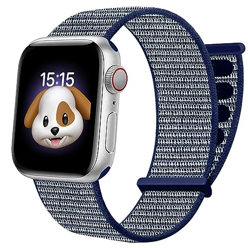 BlackPro Apple Watch Armband für Kinder, atmungsaktiv, weiches Nylon-Schlaufenarmband für Jungen und Mädchen, kompatibel mit Apple Watch Series 7/6/5/4/3/2/1/SE, 38 mm, 45 mm (38/40/41 mm, blau) von BlackPro