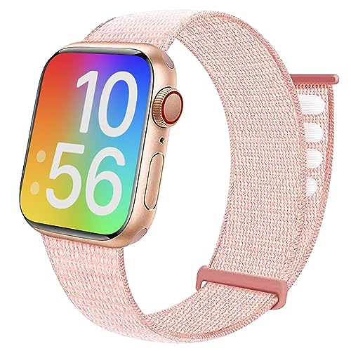 BlackPro Apple Watch Armband für Kinder, atmungsaktiv, weiches Nylon-Schlaufenarmband für Jungen und Mädchen, kompatibel mit Apple Watch Series 7/6/5/4/3/2/1/SE, 38 mm, 45 mm (42/44/45 mm, hellrosa) von BlackPro