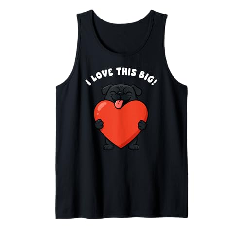 Schwarzer Mops I Love This Big Heart Valentinstag Mama Papa Kinder Tank Top von BlackPugAxis1