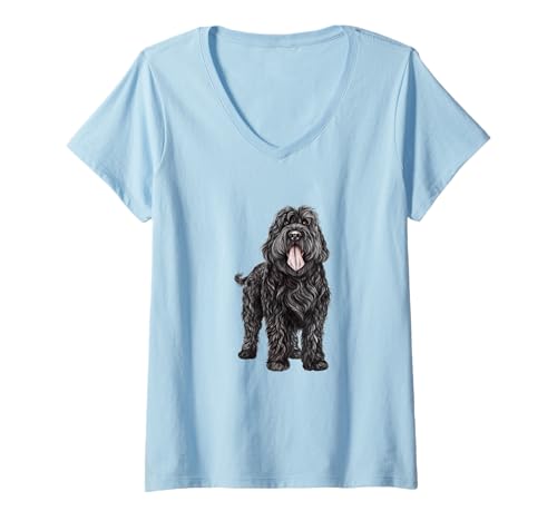 Damen Niedlicher schwarzer Russischer Terrier Hundeliebhaber Haustierbesitzer T-Shirt mit V-Ausschnitt von BlackRussianTerrierLove