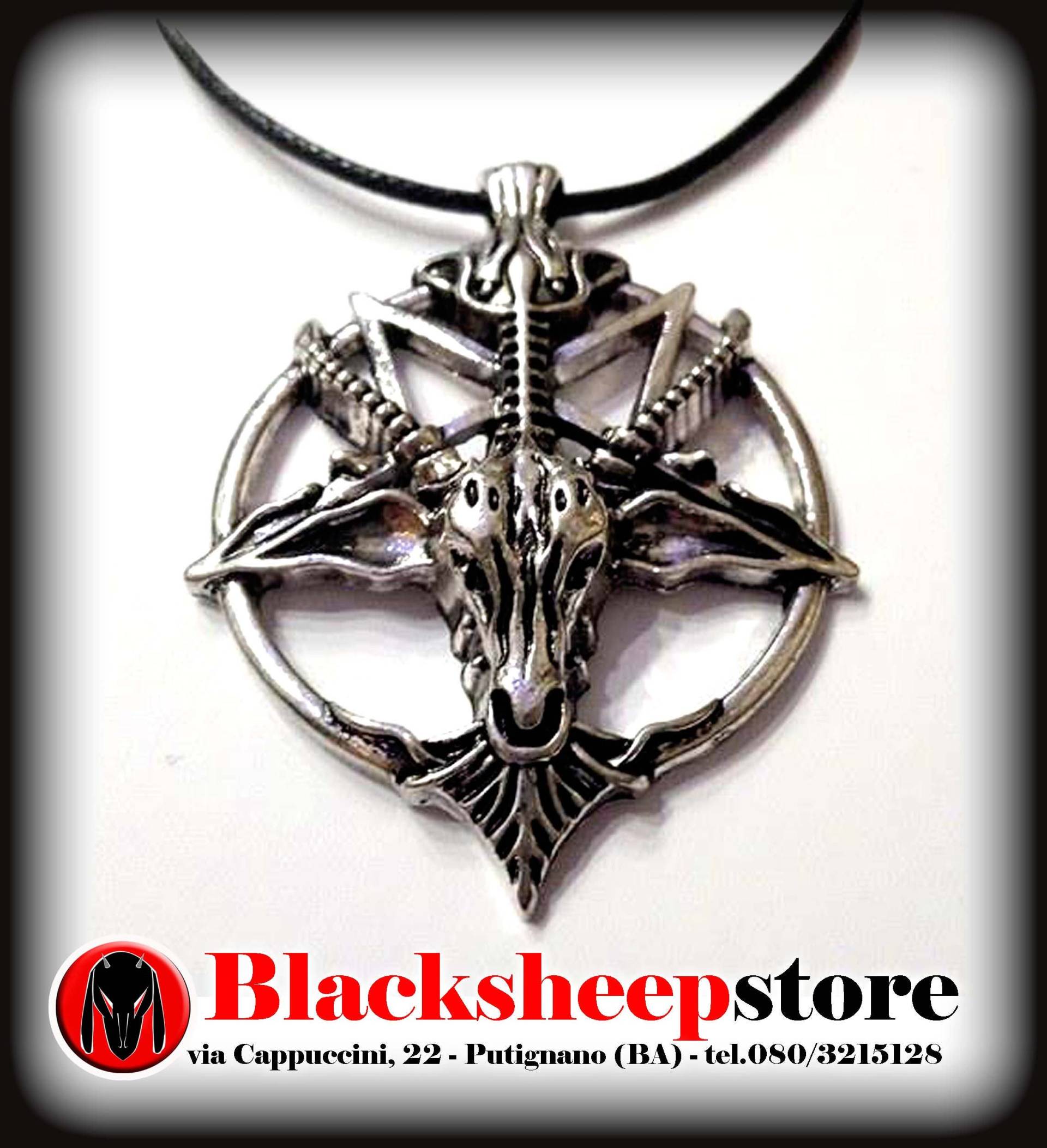 Baphomet Pentagramm Zinn Anhänger Halskette/Schlüsselanhänger 666 7 X 5 cm 3, Esoterik von BlackSheepItaly