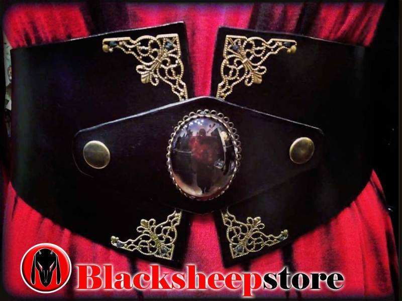 Leder Damen Gürtel Mit Zentralen Dekoration Synonym Clip, Einstellbar Durch Hinteren Spitze, Made in Italy von BlackSheepItaly