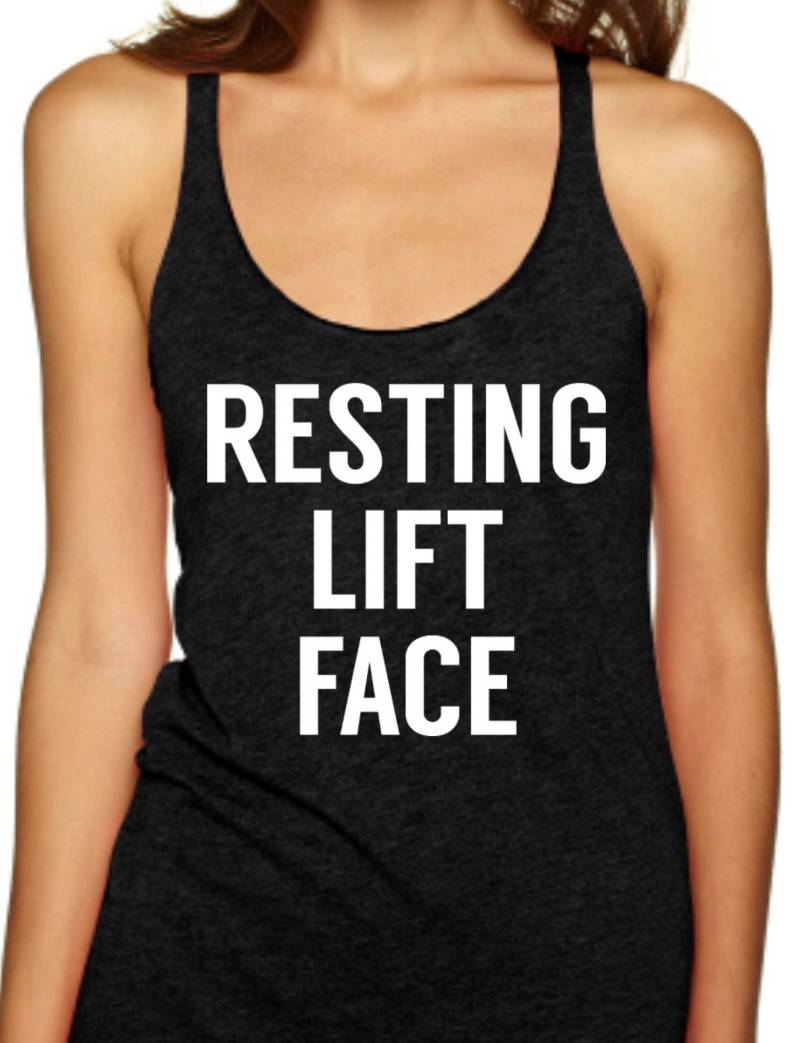 Ruhen Heben Gesicht Frauen Triblend Racerback Tank-Top. Lustiges Shirt. Gym-Shirt. Gym-Tank-Top. Training Tank von BlackStarTees