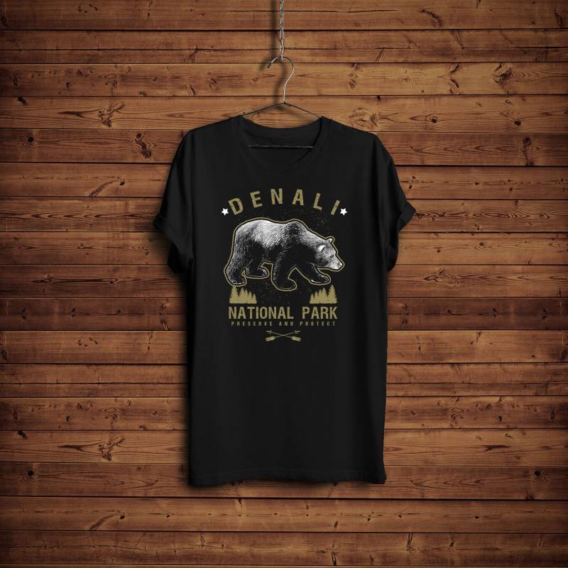 Denali National Park Bär Shirt, Berühmte T-Shirt, Camping Geschenk, Usa Jahrgang Berge Wandern Nationalpark Reise-Geschenk von BlackWhiteBoujee