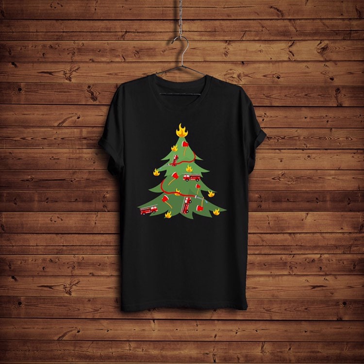 Feuerwehrmann Weihnachtsbaum Süßes Shirt Maschine Geschenk von BlackWhiteBoujee