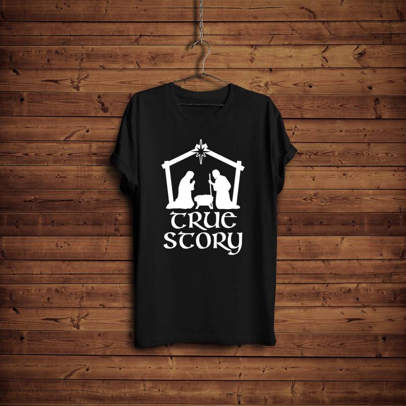 Krippe-Shirt/Weihnachtskrippe T-Shirt Christus Geboren Shirt True Story Maria Und Joseph Weihnachten Wahre Geschichte von BlackWhiteBoujee
