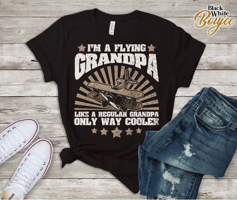 Lustiges Piloten-Großvater-Shirt/Fliegendes Opa-T-stück Fliegender Großvater Wie Ein Normaler Opa Nur Kühler Flugzeug-Liebhaber-Geschenk-Hemd von BlackWhiteBoujee