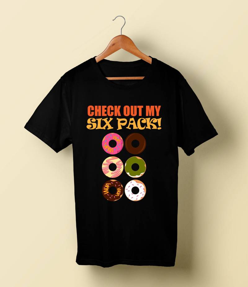 Schauen Sie Sich Meine Six Pack Donut T Shirt Lustige Dessert Abs Pun T-Shirt Fitness Gym Shirts von BlackWhiteBoujee