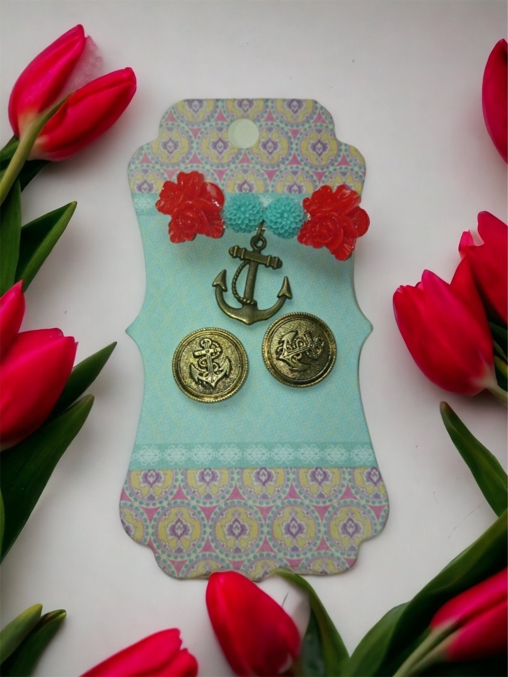 Brosche Und Passende Ohrringe. Schiff Ohoy Matrosen Set. Anker von BlackboardLabel