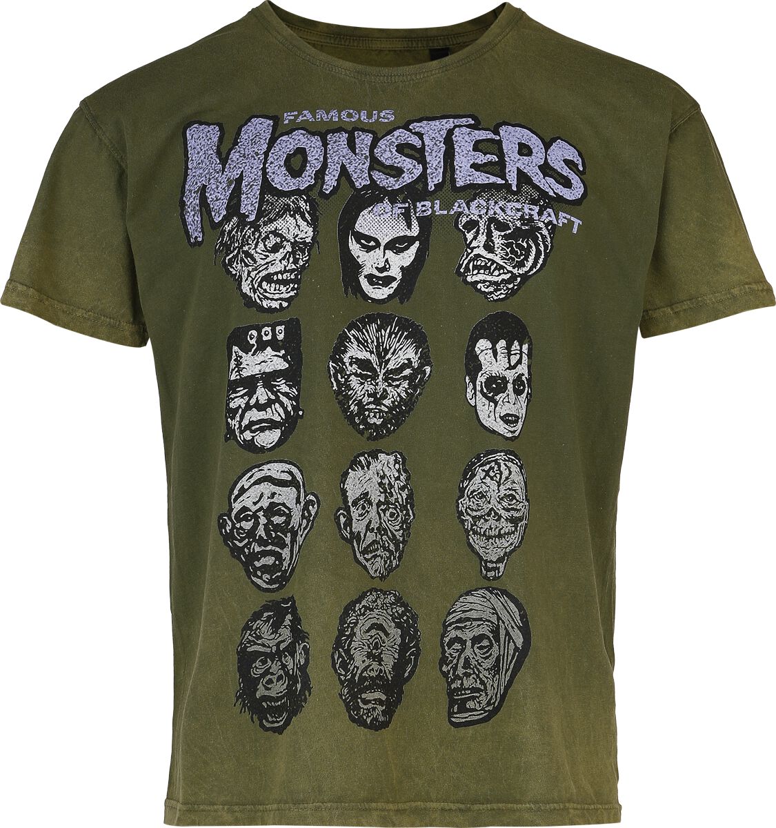 Blackcraft Cult - Gothic T-Shirt - Famous Monsters - S bis 4XL - für Männer - Größe 4XL - grün von Blackcraft Cult