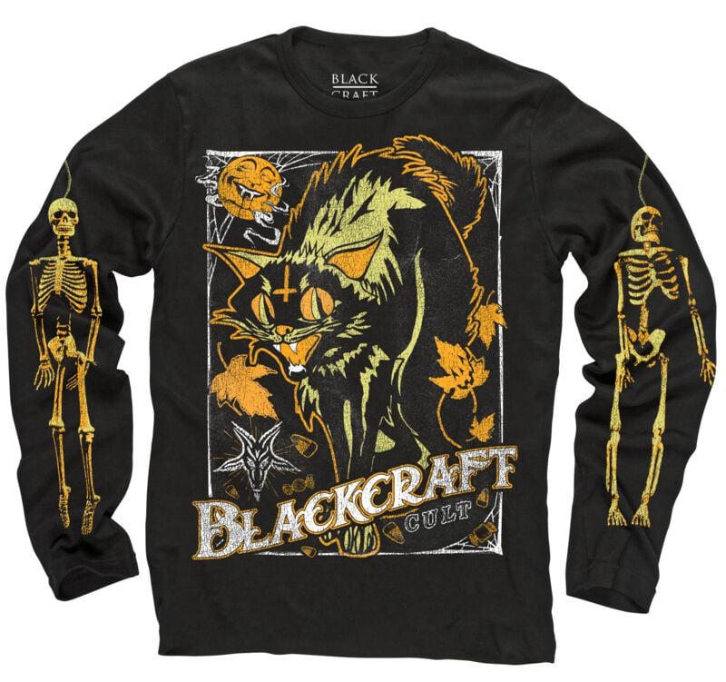 Blackcraft Cult Vintage Halloween Cat Langarmshirt schwarz in XL von Blackcraft Cult