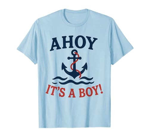 Ahoy It's a Boy Nautisches Thema Babyparty Baby Ankündigung T-Shirt Ahoy It's a Boy Nautisches Thema Babyparty Baby Ankündigung T-Shirt von Blackheart Boxing Company