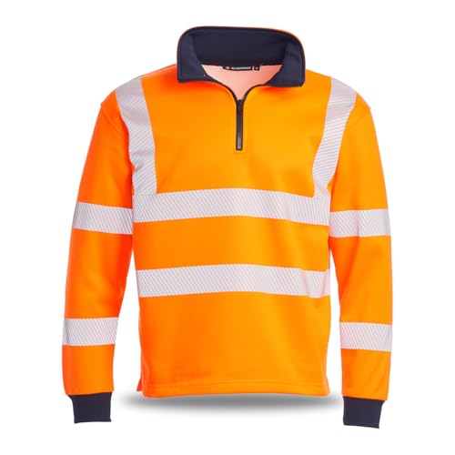 Blackrock Warnschutz-Pullover, Schiene, Orange, 1/4-Q-Reißverschluss, Fleece-Polycotton, für Herren und Damen, Arbeitskleidung, EN20471 Klasse 3, reflektierend, hohe Sichtbarkeit, Größe M von Blackrock