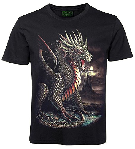 Herren Damen T-Shirt Drache Dragon Biker Shirt Schwarz Größe L von Blackshirt Company