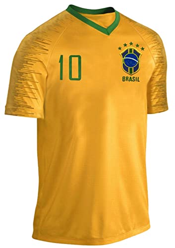 Blackshirt Company Brasilien Trikot Retro Fußball WM EM Fan Erwachsene Trikot Gelb von Blackshirt Company
