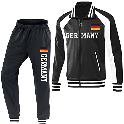 Blackshirt Company Deutschland Kinder Sport Trainingsanzug Fußball WM EM Fan Jogging Zweiteiler Schwarz Größe 92-98 von Blackshirt Company