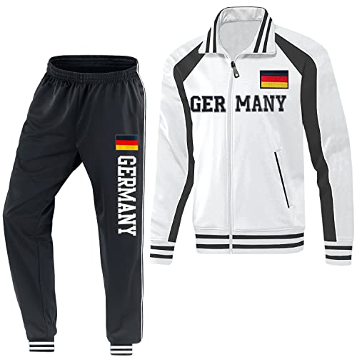 Blackshirt Company Deutschland Kinder Sport Trainingsanzug Fußball WM EM Fan Jogging Zweiteiler Weiß Größe 152 von Blackshirt Company