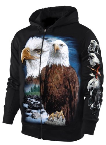 Blackshirt Company Hoodie Sweatshirt Kapuzenjacke Herren Damen Adler Weißkopfseeadler Jacke Sweatjacke Schwarz Größe XXL von Blackshirt Company