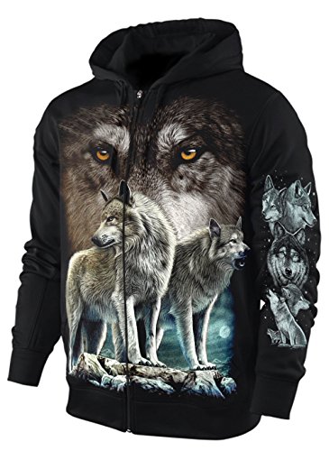 Blackshirt Company Hoodie Sweatshirt Kapuzenjacke Herren Damen Wölfe Wolf Jacke Sweatjacke Schwarz Größe S von Blackshirt Company