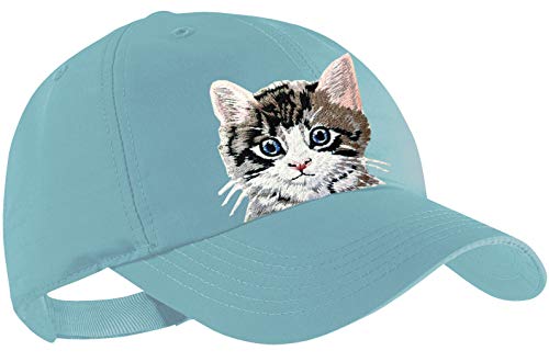 Blackshirt Company Katzen Schildmütze Kinder Base Cap Graues Tigerle Farbe Light Blue von Blackshirt Company