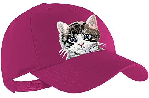 Blackshirt Company Katzen Schildmütze Kinder Base Cap Graues Tigerle Farbe Pink von Blackshirt Company