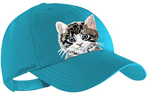 Blackshirt Company Katzen Schildmütze Kinder Base Cap Graues Tigerle Farbe Türkis von Blackshirt Company