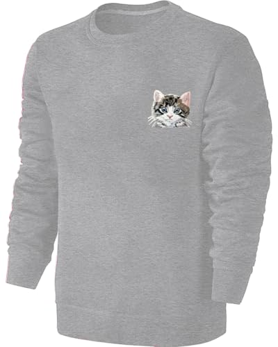Blackshirt Company Kinder Katzen Stickerei Sweatshirt - Kätzchen Pullover Katze Pulli Hoodie - Grau Größe 116 Blackshirt Company Kinder Katzen Stickerei Sweatshirt - Kätzchen Pullover Katze Pulli Hoodie - Grau Größe 116 von Blackshirt Company