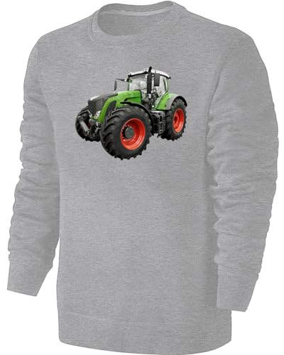 Blackshirt Company Kinder Sweatshirt Traktor - Schlepper Pullover Pulli Hoodie - Grau Größe 104 von Blackshirt Company