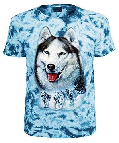 Blackshirt Company Kinder T-Shirt Malamut Alaskan Schlittenhund Batik Shirt Größe 152 von Blackshirt Company