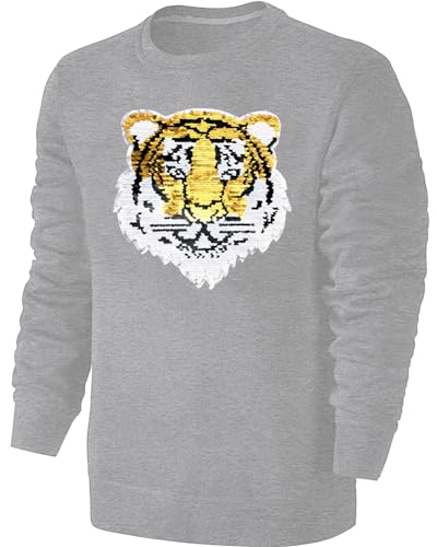 Blackshirt Company Kinder Wendepailletten Sweatshirt Tiger - Streichel Pullover Pulli Hoodie - Grau Größe 116 Blackshirt Company Kinder Wendepailletten Sweatshirt Tiger - Streichel Pullover Pulli Hoodie - Grau Größe 116 von Blackshirt Company