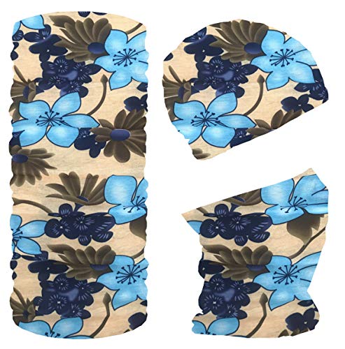 Blackshirt Company Multifunktionstuch Fahrrad Motorrad Halstuch Outdoor Tuch Nahtloser Schlauchschal Farbe Blumen Blau Beige Blackshirt Company Multifunktionstuch Fahrrad Motorrad Halstuch Outdoor Tuch Nahtloser Schlauchschal Farbe Blumen Blau Beige von Blackshirt Company