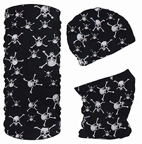 Blackshirt Company Multifunktionstuch Fahrrad Motorrad Halstuch Outdoor Tuch Nahtloser Schlauchschal Farbe Kleine Totenköpfe von Blackshirt Company