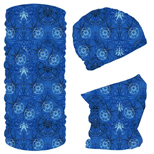 Blackshirt Company Multifunktionstuch Fahrrad Motorrad Halstuch Outdoor Tuch Nahtloser Schlauchschal Farbe Kompass Blau von Blackshirt Company