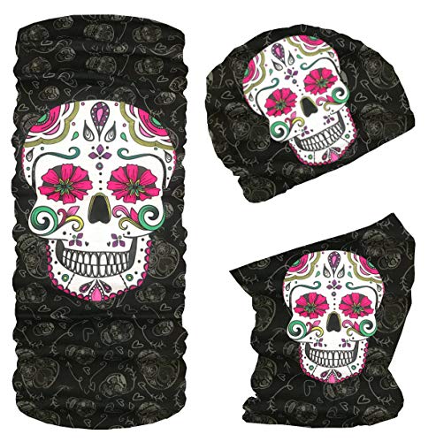 Blackshirt Company Multifunktionstuch Fahrrad Motorrad Halstuch Outdoor Tuch Nahtloser Schlauchschal Farbe Totenkopf Bunt von Blackshirt Company