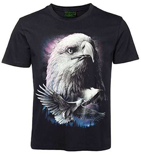 Damen Herren T-Shirt Adler Weißkopfseeadler Shirt Schwarz Größe L von Blackshirt Company