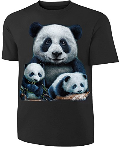 Damen Herren T-Shirt Panda Bären Pandas Shirt Schwarz Größe XXL von Blackshirt Company