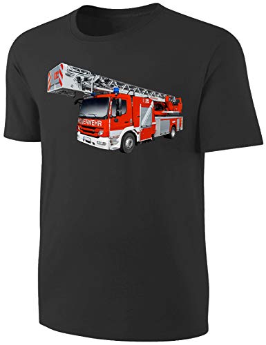 Blackshirt Company Herren Damen T-Shirt Feuerwehrauto Drehleiter Feuerwehr Shirt Schwarz Größe XL von Blackshirt Company