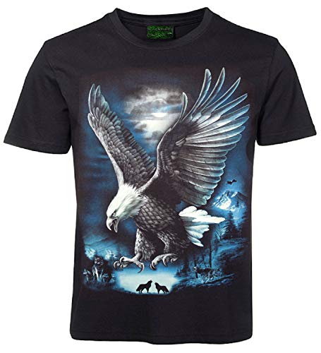 Herren Damen T-Shirt Adler Weißkopfseeadler im Wolfswald Shirt Schwarz Größe M von Blackshirt Company