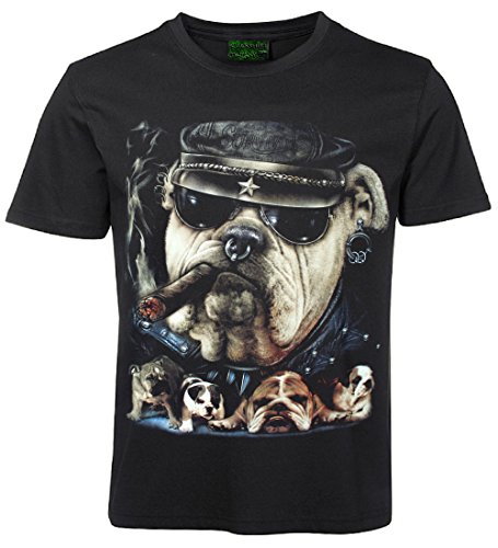 Herren Damen T-Shirt Bulldogge Dogge Motiv Shirt Schwarz Größe XL von Blackshirt Company