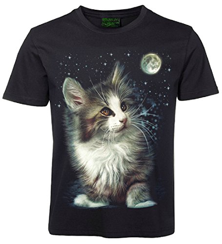 Damen Herren T-Shirt Katze Langhaarkatze Shirt Schwarz Größe L von Blackshirt Company