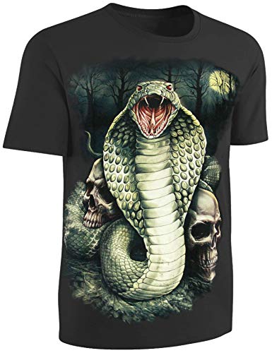 Herren Damen T-Shirt Kobra Schlange Viper Copra Shirt Schwarz Größe XXL von Blackshirt Company