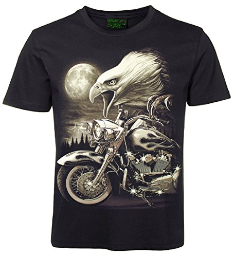 Herren Damen T-Shirt Motorrad Adler Thunder Biker Shirt Schwarz Größe S von Blackshirt Company