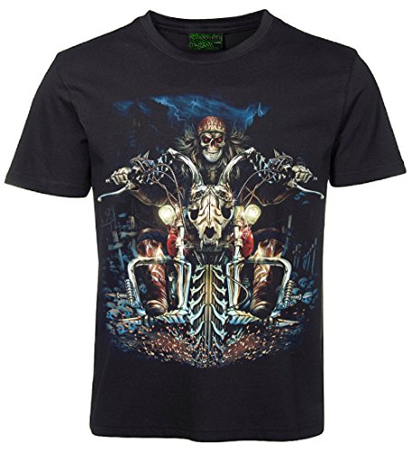 Herren Damen T-Shirt Motorrad Büffelschädel Bike Biker Shirt Schwarz Größe L von Blackshirt Company