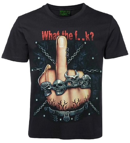 Herren Damen T-Shirt Skull What a Fuck Gothic Shirt Schwarz Größe S von Blackshirt Company